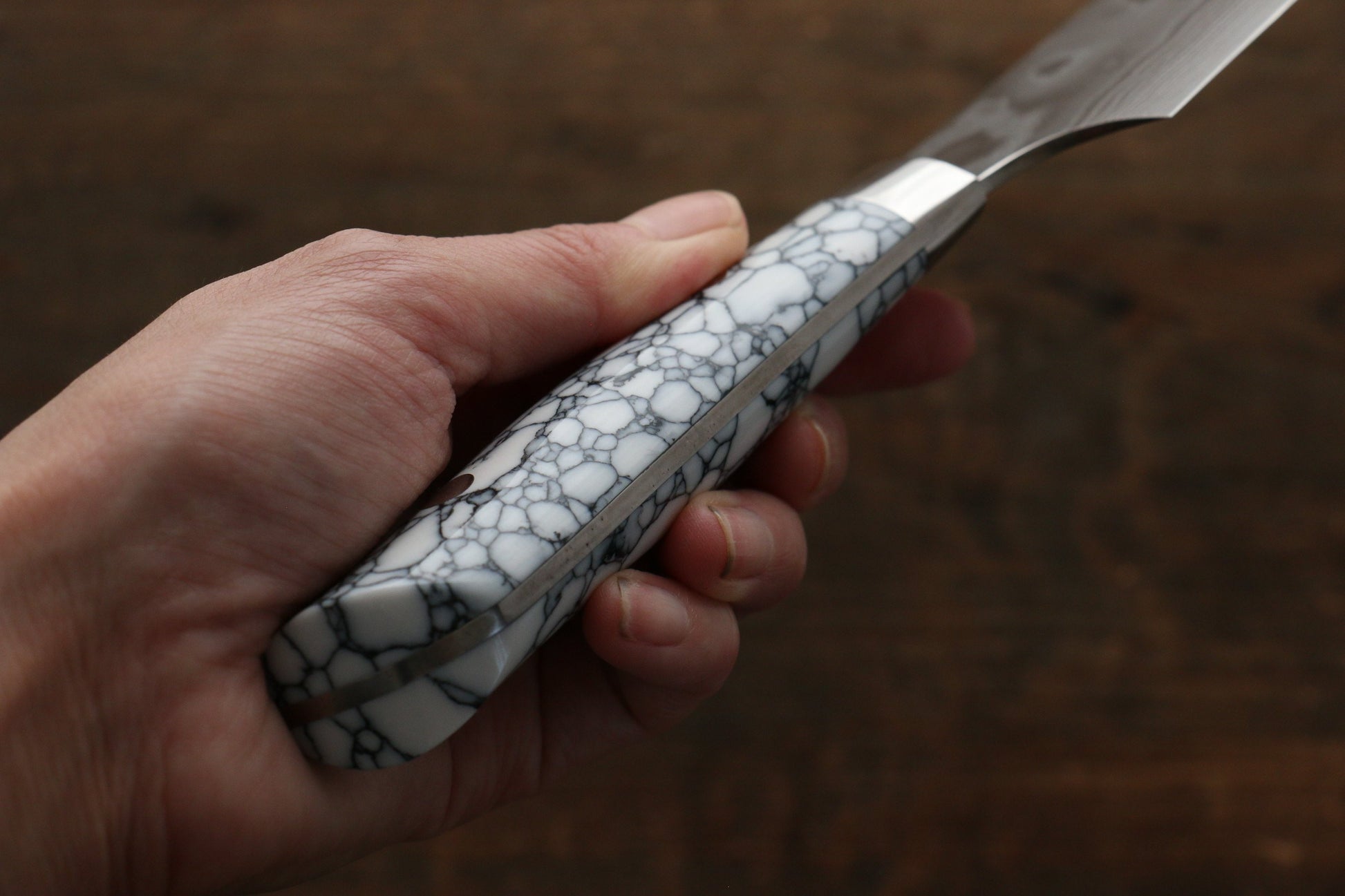 Takeshi Saji Coreless Diamond Finish Damascus Kiritsuke Gyuto Japanese Knife 180mm with Cloud Turquoise Handle - Japanny - Best Japanese Knife