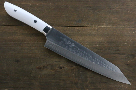 Takeshi Saji SRS13 Hammered Damascus Gyuto Japanese Chef Knife 210mm with White Stone handle - Japanny - Best Japanese Knife