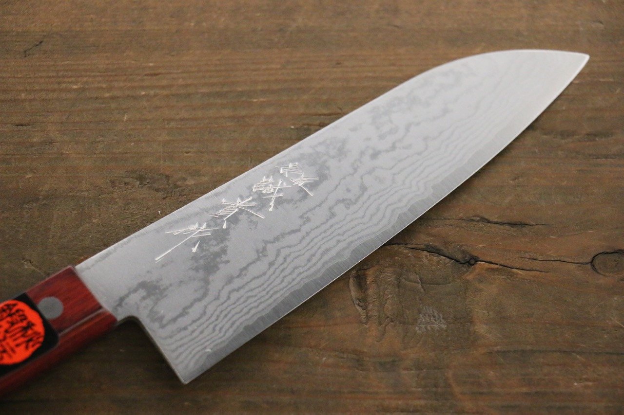 Shigeki Tanaka VG10 17 Layer Damascus Hand Forged Japanese Chef's Santoku Knife 165mm - Japanny - Best Japanese Knife