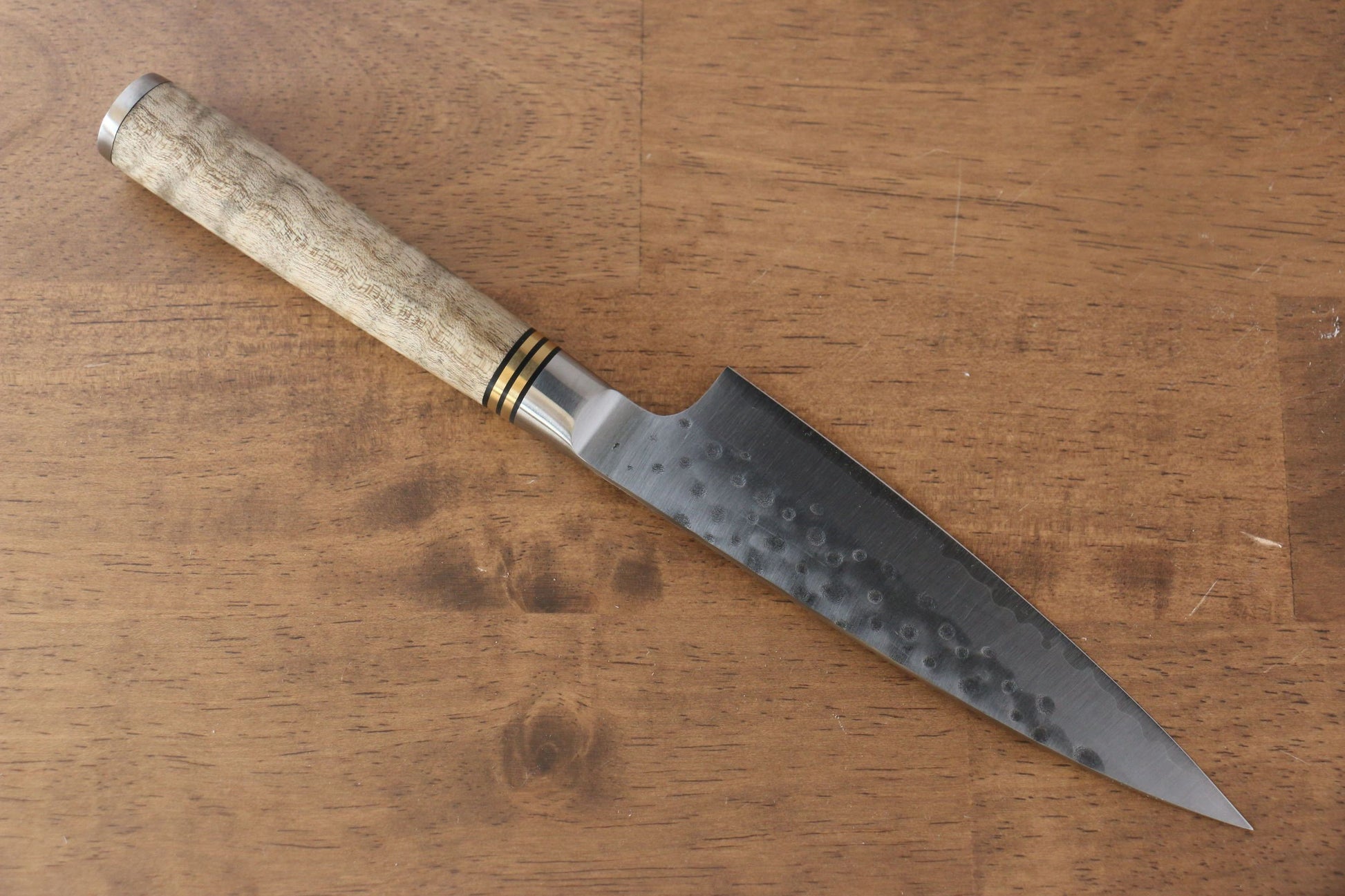 Takeshi Saji R2/SG2 Hammered(Maru) Petty-Utility Japanese Knife 130mm Chinese Quince Handle - Japanny - Best Japanese Knife