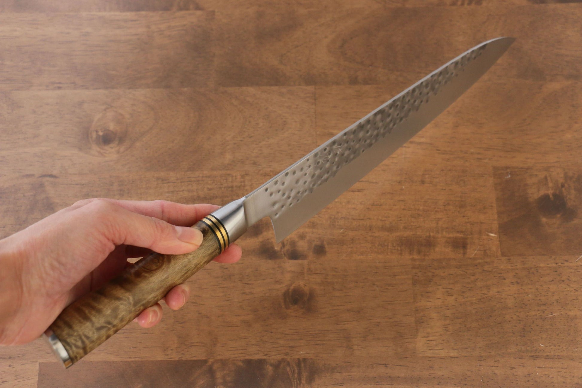 Takeshi Saji R2/SG2 Hammered(Maru) Gyuto Japanese Knife 240mm Chinese Quince Handle - Japanny - Best Japanese Knife