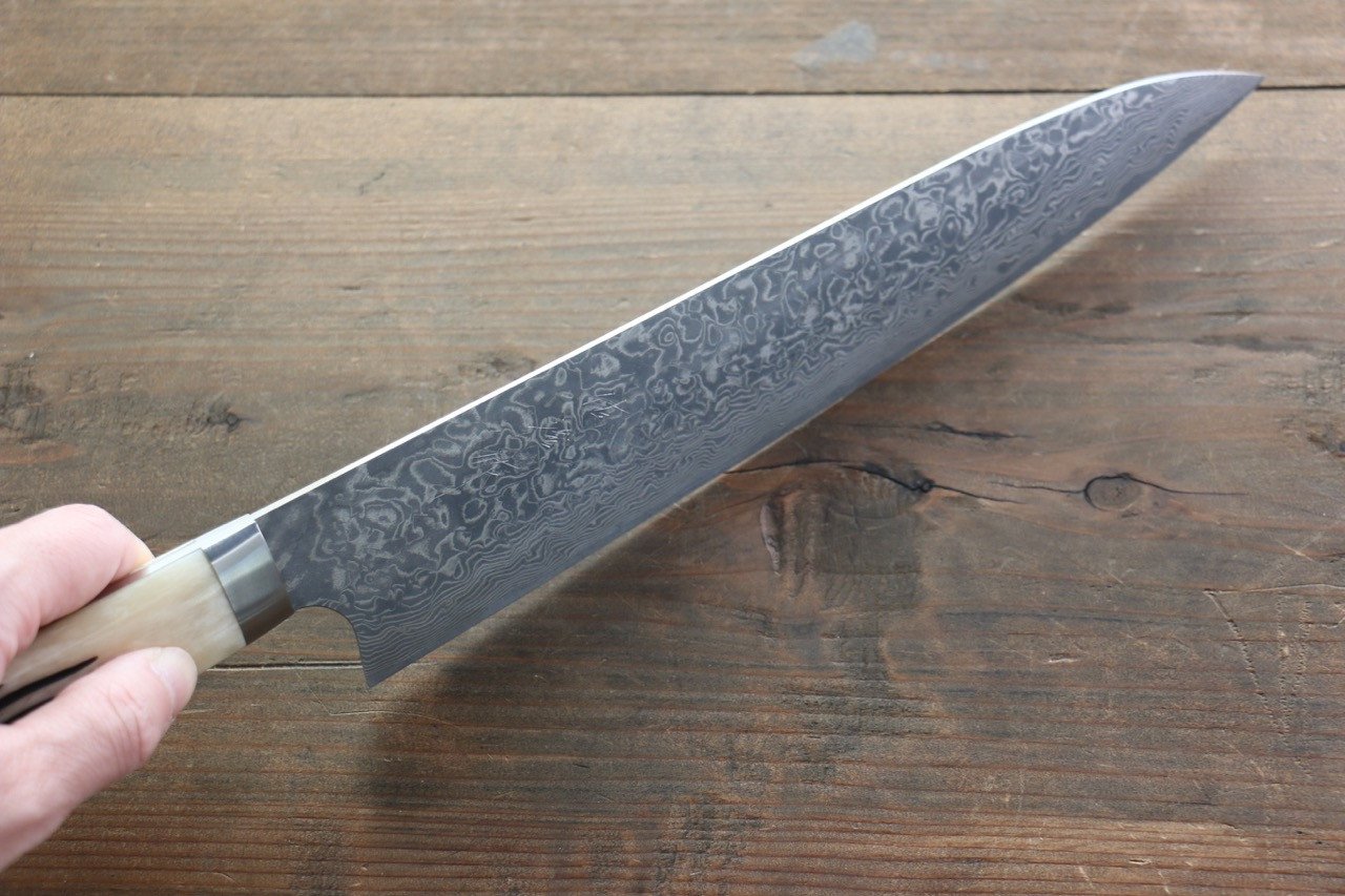 Saji R2/SG2 Black Damascus Gyuto Japanese Chef Knife 240mm with Bone Handle - Japanny - Best Japanese Knife