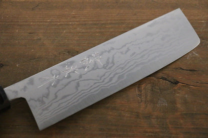 Shigeki Tanaka Blue Steel No.2  17 Layer Damascus Nakiri Japanese Chef Knife 165mm with Walnut Handle - Japanny - Best Japanese Knife