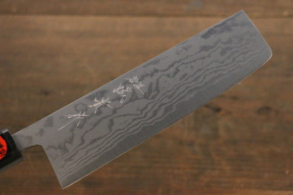 Shigeki Tanaka Blue Steel No.2  17 Layer Damascus Nakiri Japanese Chef Knife 165mm with Walnut Handle - Japanny - Best Japanese Knife