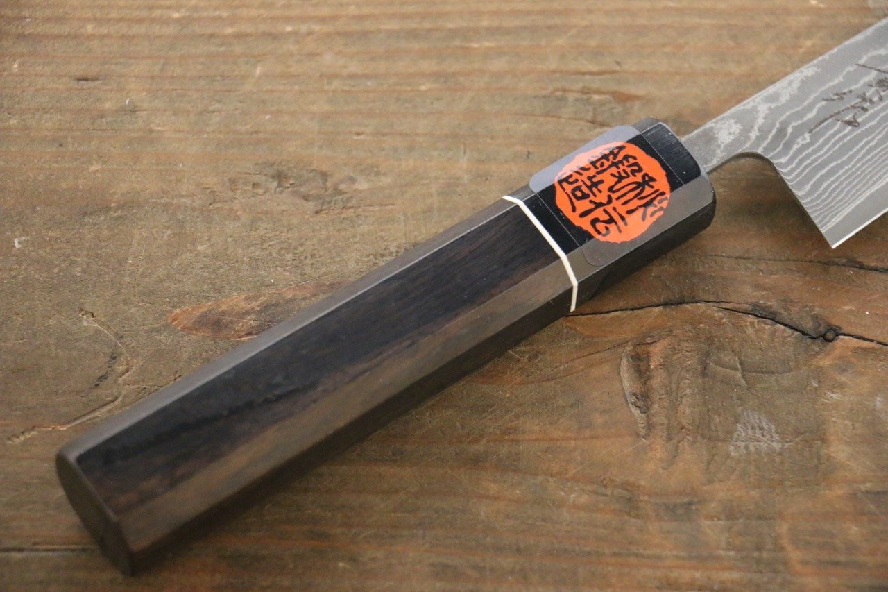 Shigeki Tanaka R2 Black Damascus Petty Japanese Chef Knife 150mm - Japanny - Best Japanese Knife