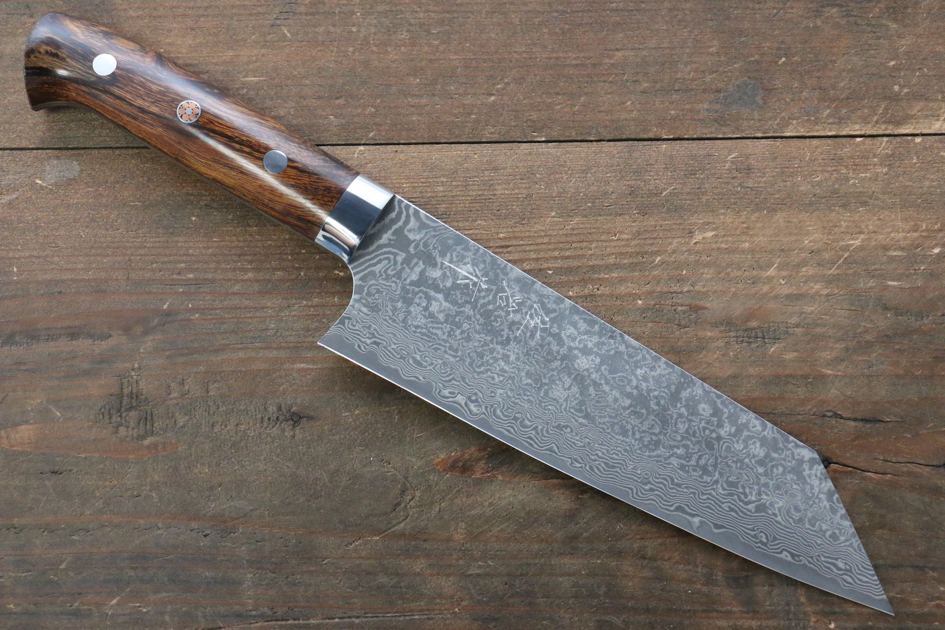 Takeshi Saji R2/SG2 Black Damascus Bunka Japanese Knife 180mm with Ironwood Handle - Japanny - Best Japanese Knife