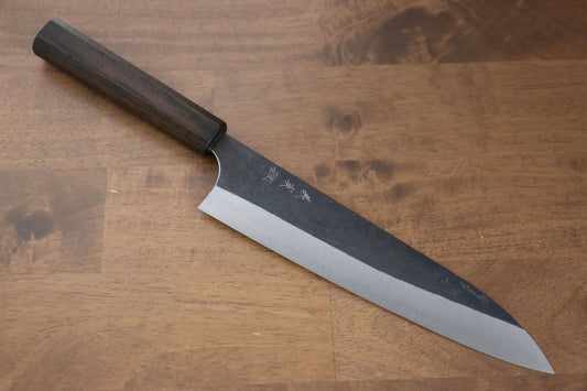 Thương hiệu Yoshimi Kato Thép siêu xanh Kurouchi Dao đa năng Gyuto dao Nhật 210mm gỗ cây HòeChuôi dao