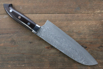 Takeshi Saji R2/SG2 Black Damascus Santoku Japanese Knife 180mm with Nomura Iron Wood Handle - Japanny - Best Japanese Knife