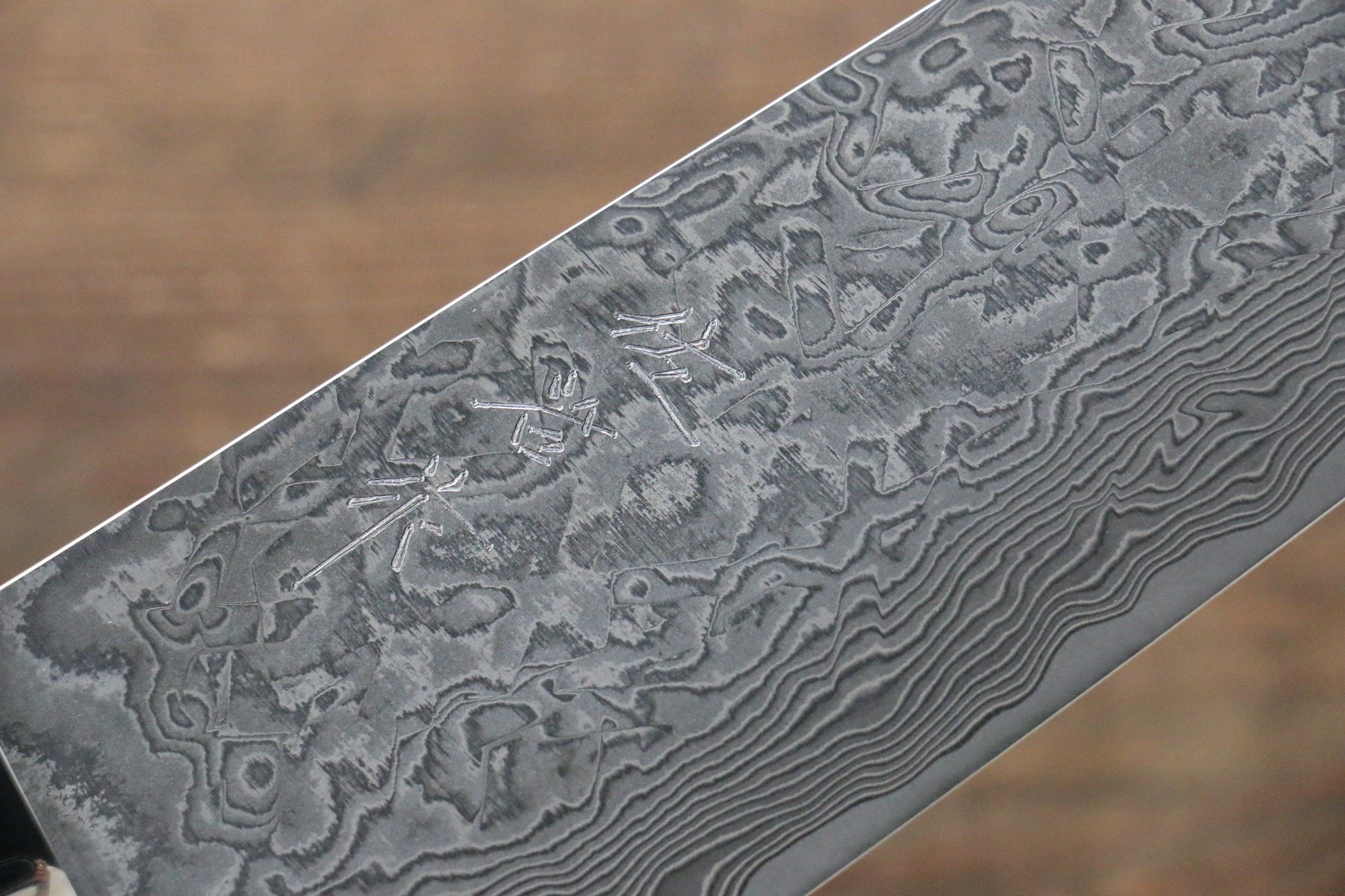 Takeshi Saji R2/SG2 Black Damascus Santoku Japanese Knife 180mm with Nomura Iron Wood Handle - Japanny - Best Japanese Knife