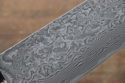 Takeshi Saji R2/SG2 Black Damascus Santoku Japanese Knife 180mm with Nomura Iron Wood Handle - Japanny - Best Japanese Knife