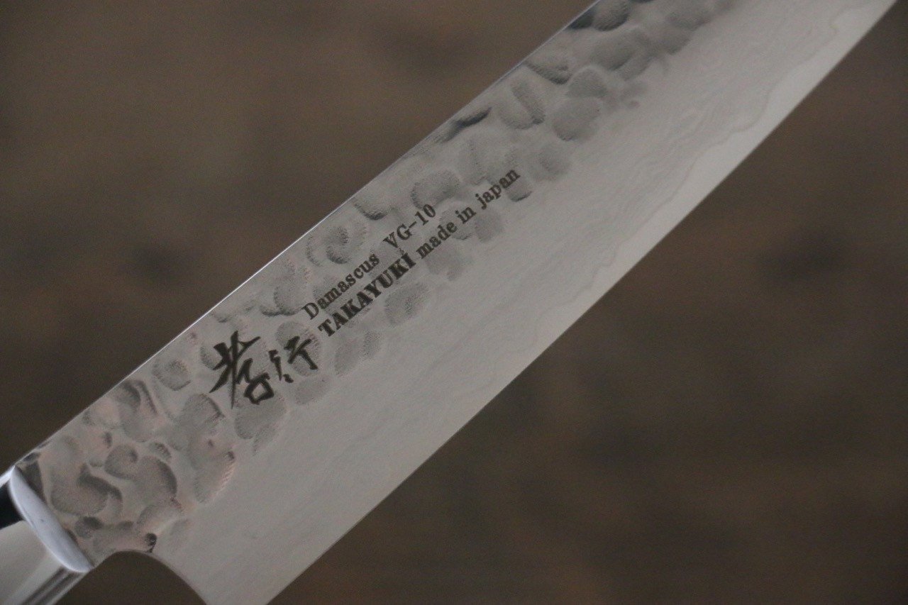 Sakai Takayuki 33 Layer Damascus VG10 Petty Japanese Chef Knife 150mm with Desert Iron Wood - Japanny - Best Japanese Knife