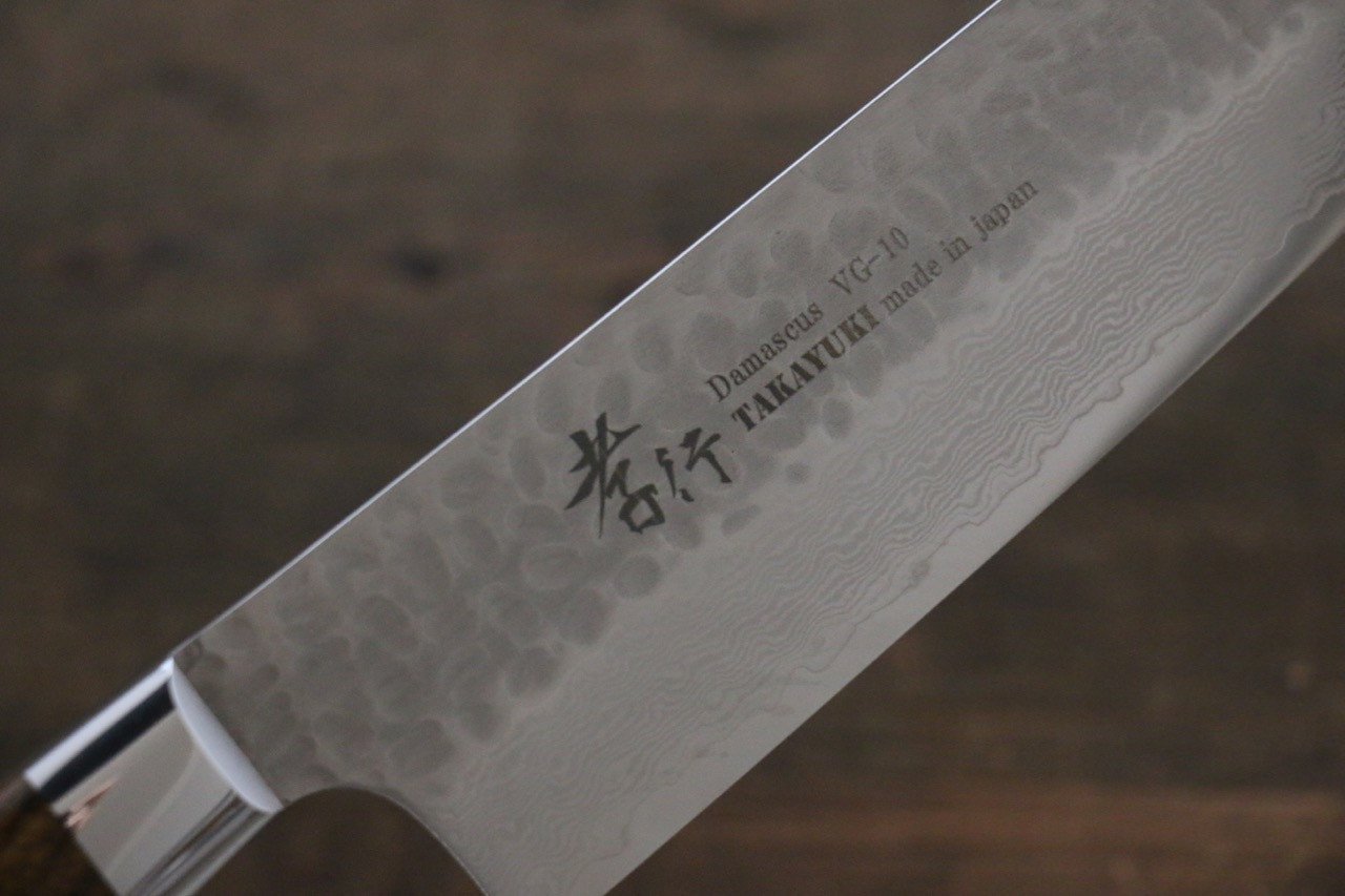 Sakai Takayuki 33 Layer Damascus VG10 Nakiri Japanese Chef Knife 160mm with Desert Iron Wood - Japanny - Best Japanese Knife