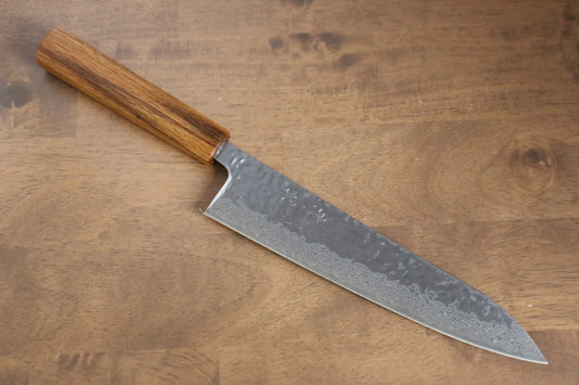 Marke Seisuke Tsukikage AUS10 Polierter handgeschmiedeter Damaststahl Mehrzweckmesser Gyuto Japanisches Messer 210 mm Griff aus Eichenholz
