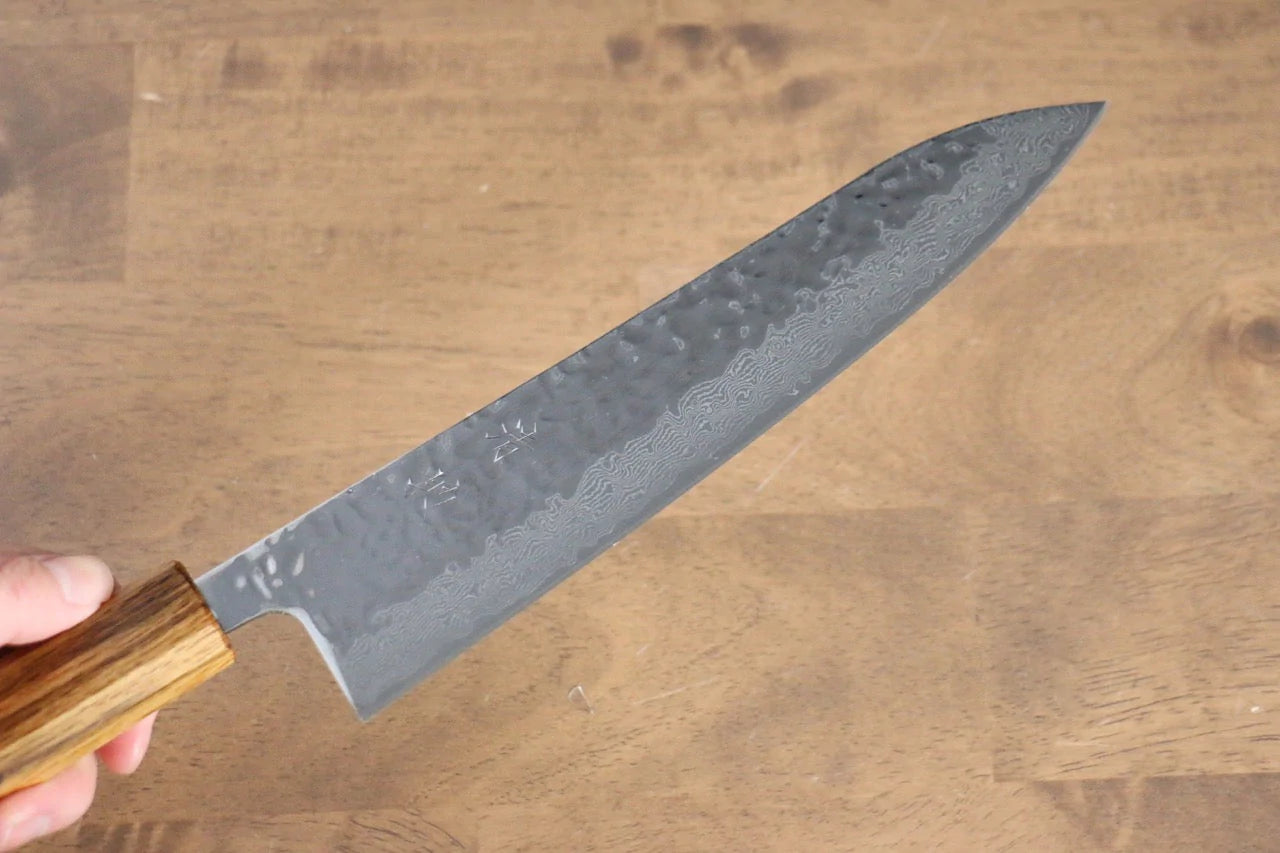 Thương hiệu Seisuke Tsukikage AUS10 Đánh bóng Thép Damascus rèn thủ công Dao đa năng Gyuto dao Nhật 210mm chuôi dao gỗ Sồi