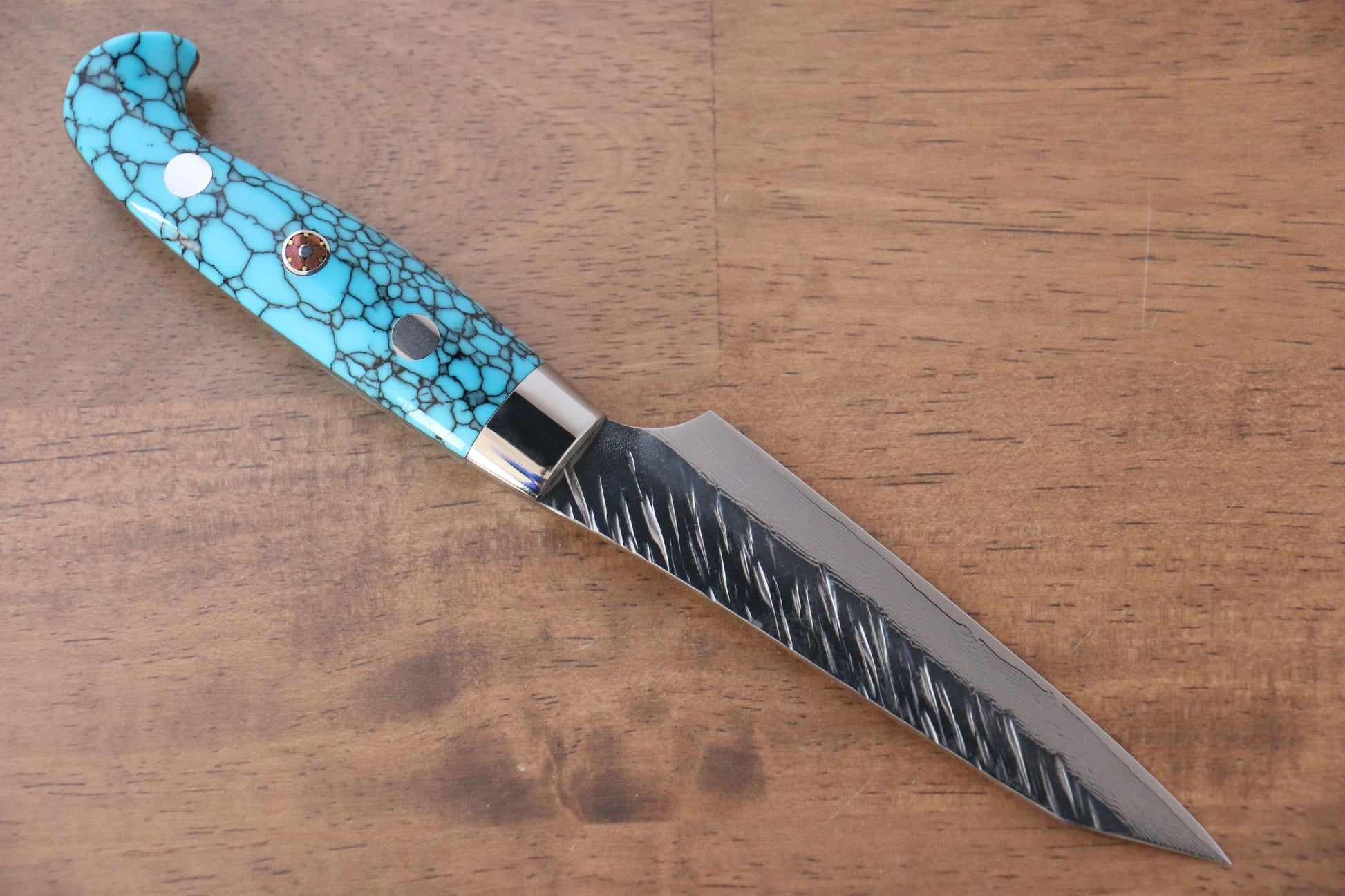 Yu Kurosaki Juhyo SPG2 Hammered Petty-Utility Japanese Knife 100mm Turquoise Handle - Japanny - Best Japanese Knife