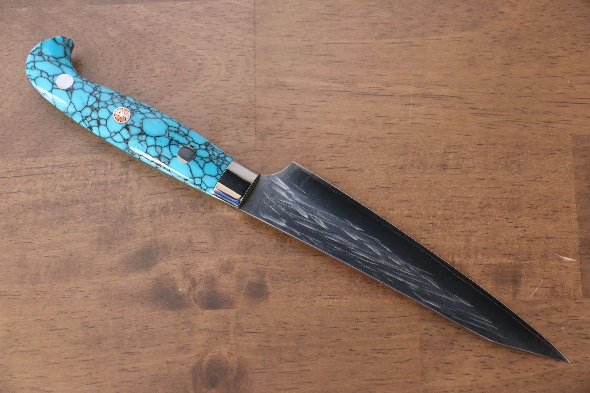 Yu Kurosaki Juhyo SPG2 Hammered Petty-Utility Japanese Knife 120mm Turquoise Handle - Japanny - Best Japanese Knife