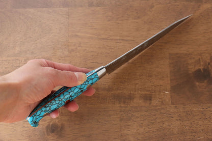 Yu Kurosaki Juhyo SPG2 Hammered Petty-Utility Japanese Knife 120mm Turquoise Handle - Japanny - Best Japanese Knife