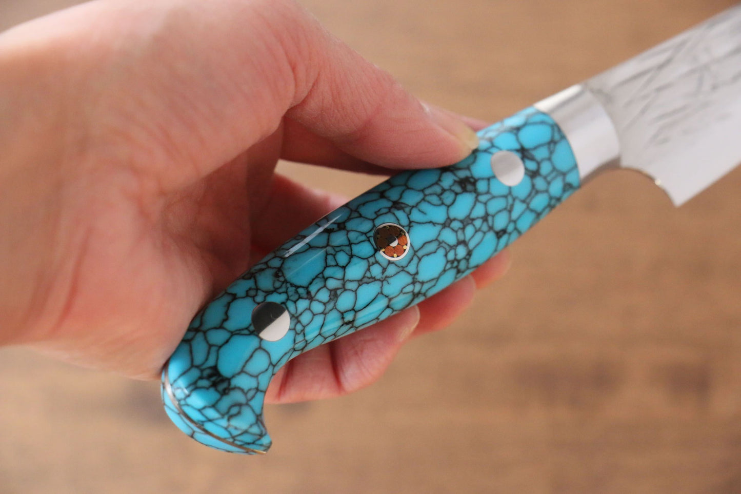 Yu Kurosaki Juhyo SPG2 Hammered Petty-Utility Japanese Knife 120mm Turquoise Handle - Japanny - Best Japanese Knife