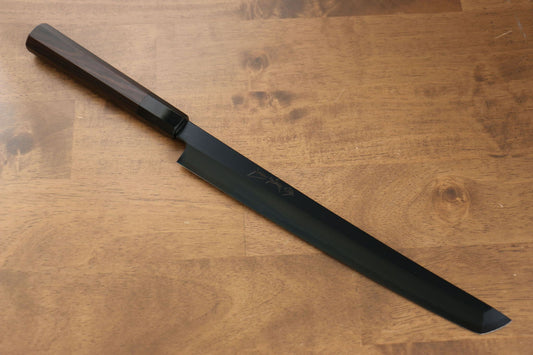 Thương hiệu Jikko Cố Đô Ginza Thép trắng Nhuộm đen Dao thái cá, shashimi chuyên dụng Yanagiba (cán tròn) dao Nhật 270mm gỗ MunChuôi dao