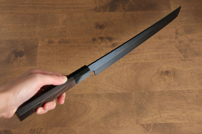 Thương hiệu Jikko Cố Đô Ginza Thép trắng Nhuộm đen Dao thái cá, shashimi chuyên dụng Yanagiba (cán tròn) dao Nhật 270mm gỗ MunChuôi dao