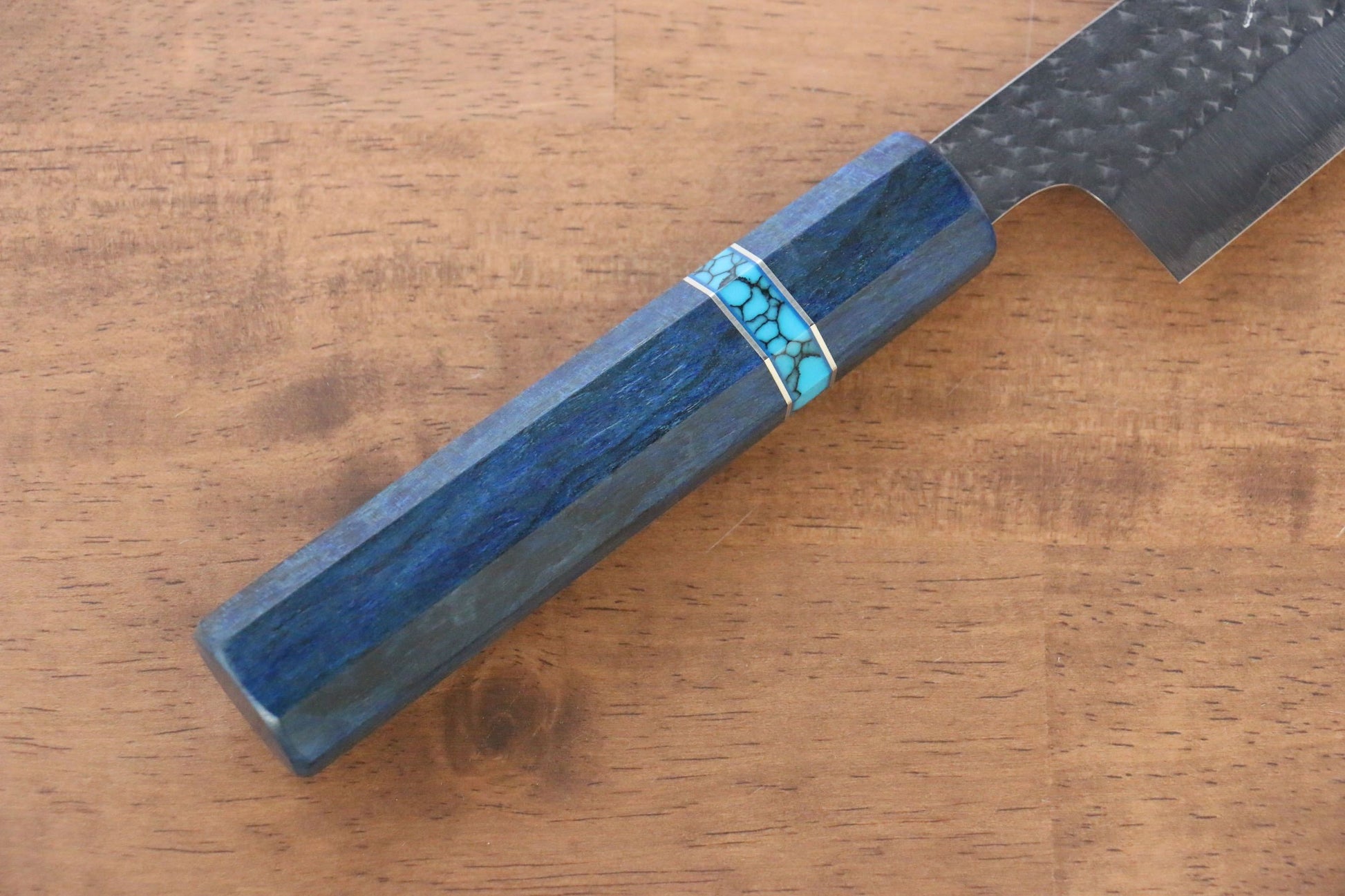 Yu Kurosaki Senko R2/SG2 Hammered Sujihiki Japanese Knife 240mm Maple(With turquoise ring Blue) Handle - Japanny - Best Japanese Knife