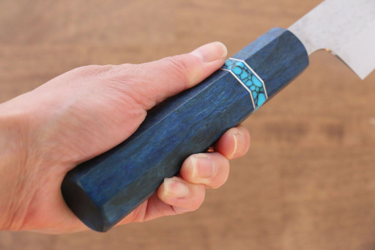 Yu Kurosaki Senko R2/SG2 Hammered Sujihiki Japanese Knife 240mm Maple(With turquoise ring Blue) Handle - Japanny - Best Japanese Knife