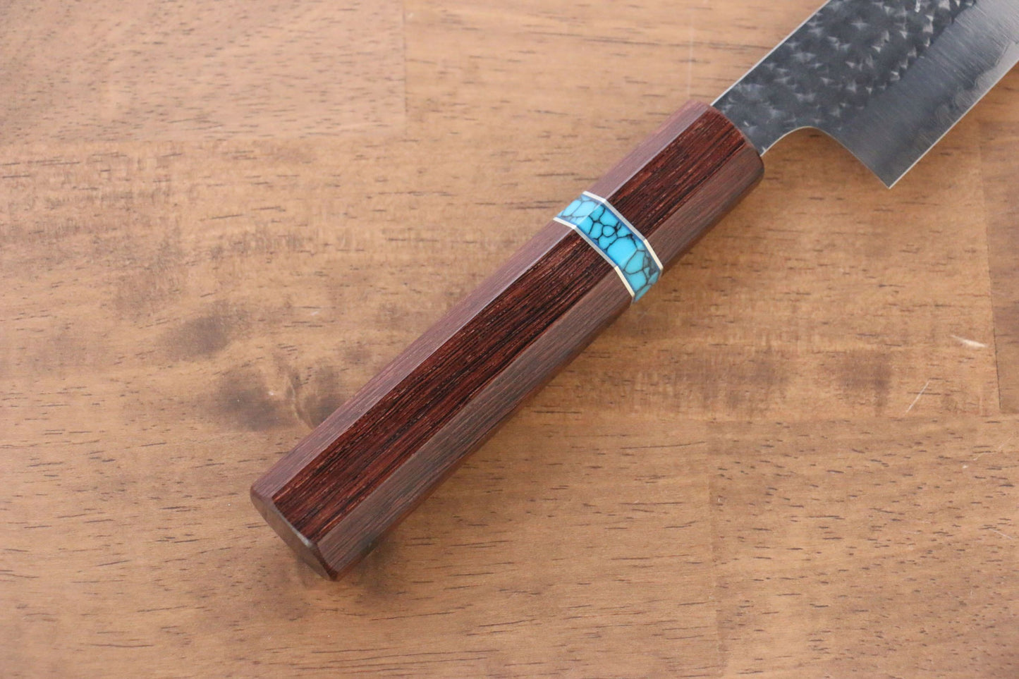 Yu Kurosaki Senko R2/SG2 Hammered Sujihiki Japanese Knife 240mm Maple(With turquoise ring Brown) Handle - Japanny - Best Japanese Knife