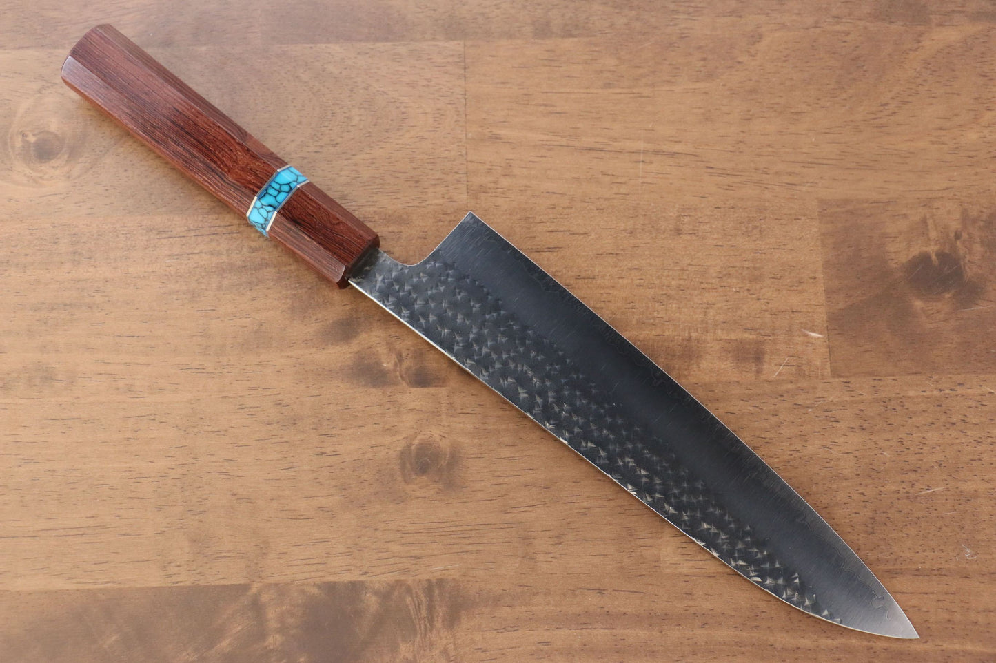 Yu Kurosaki Senko R2/SG2 Hammered Gyuto Japanese Knife 210mm Maple(With turquoise ring Brown) Handle - Japanny - Best Japanese Knife