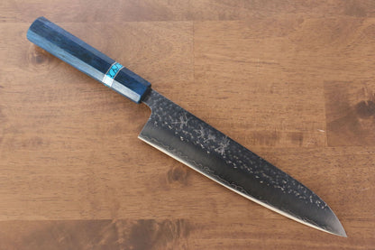 Yu Kurosaki Senko R2/SG2 Hammered Gyuto Japanese Knife 210mm Maple(With turquoise ring Blue) Handle - Japanny - Best Japanese Knife