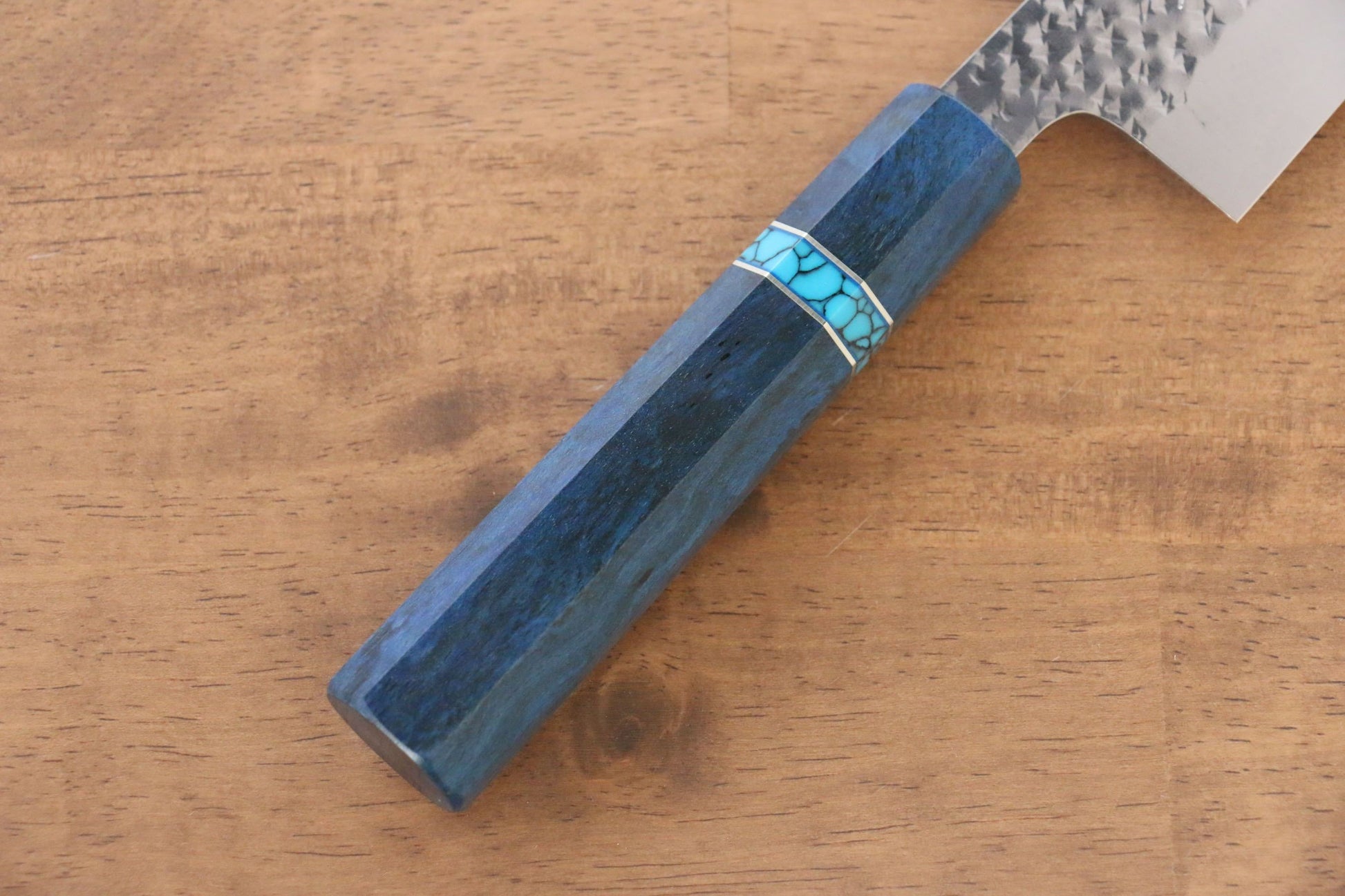 Yu Kurosaki Senko R2/SG2 Hammered Gyuto Japanese Knife 210mm Maple(With turquoise ring Blue) Handle - Japanny - Best Japanese Knife