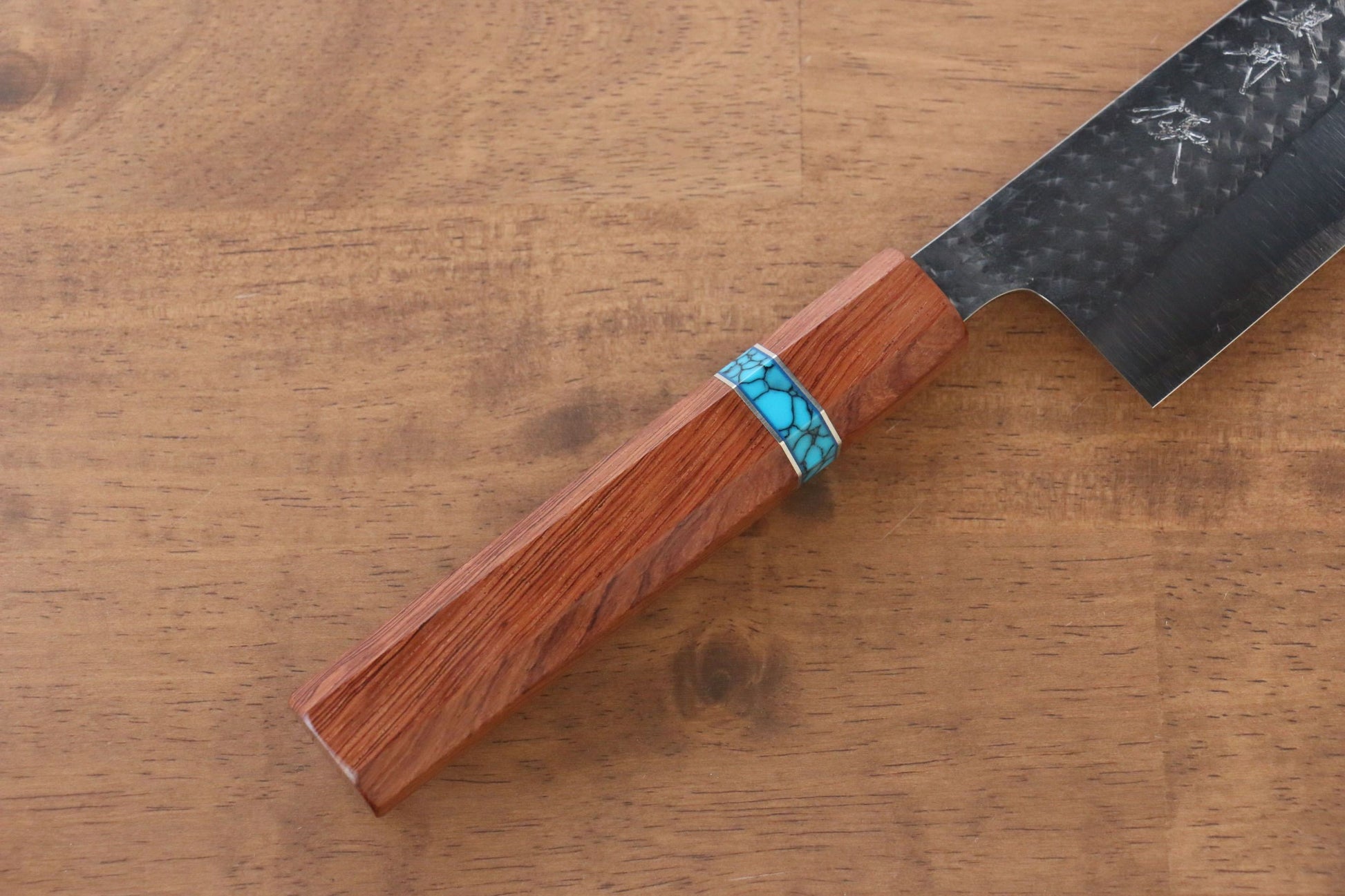 Yu Kurosaki Senko R2/SG2 Hammered Gyuto Japanese Knife 240mm Maple(With turquoise ring Brown) Handle - Japanny - Best Japanese Knife