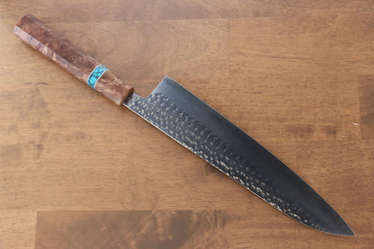 Yu Kurosaki Senko R2/SG2 Hammered Gyuto Japanese Knife 240mm Maple(With turquoise ring Mokume) Handle - Japanny - Best Japanese Knife