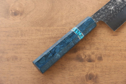 Yu Kurosaki Senko R2/SG2 Hammered Santoku Japanese Knife 165mm Maple(With turquoise ring Blue) Handle - Japanny - Best Japanese Knife