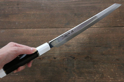 Sakai Takayuki Sakai Takayuki Ginryu Honyaki Swedish Steel Mirrored Finish Kengata Yanagiba Japanese Knife 270mm with Ebony Wood Handle with Saya - Japanny - Best Japanese Knife