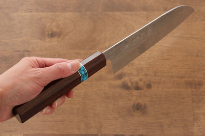 Yu Kurosaki Senko R2/SG2 Hammered Santoku Japanese Knife 165mm Maple(With turquoise ring Brown) Handle - Japanny - Best Japanese Knife