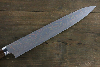 Takeshi Saji Blue Steel No.2 Colored Damascus Sujihiki Japanese Chef Knife 300mm with Iron wood Handle - Japanny - Best Japanese Knife