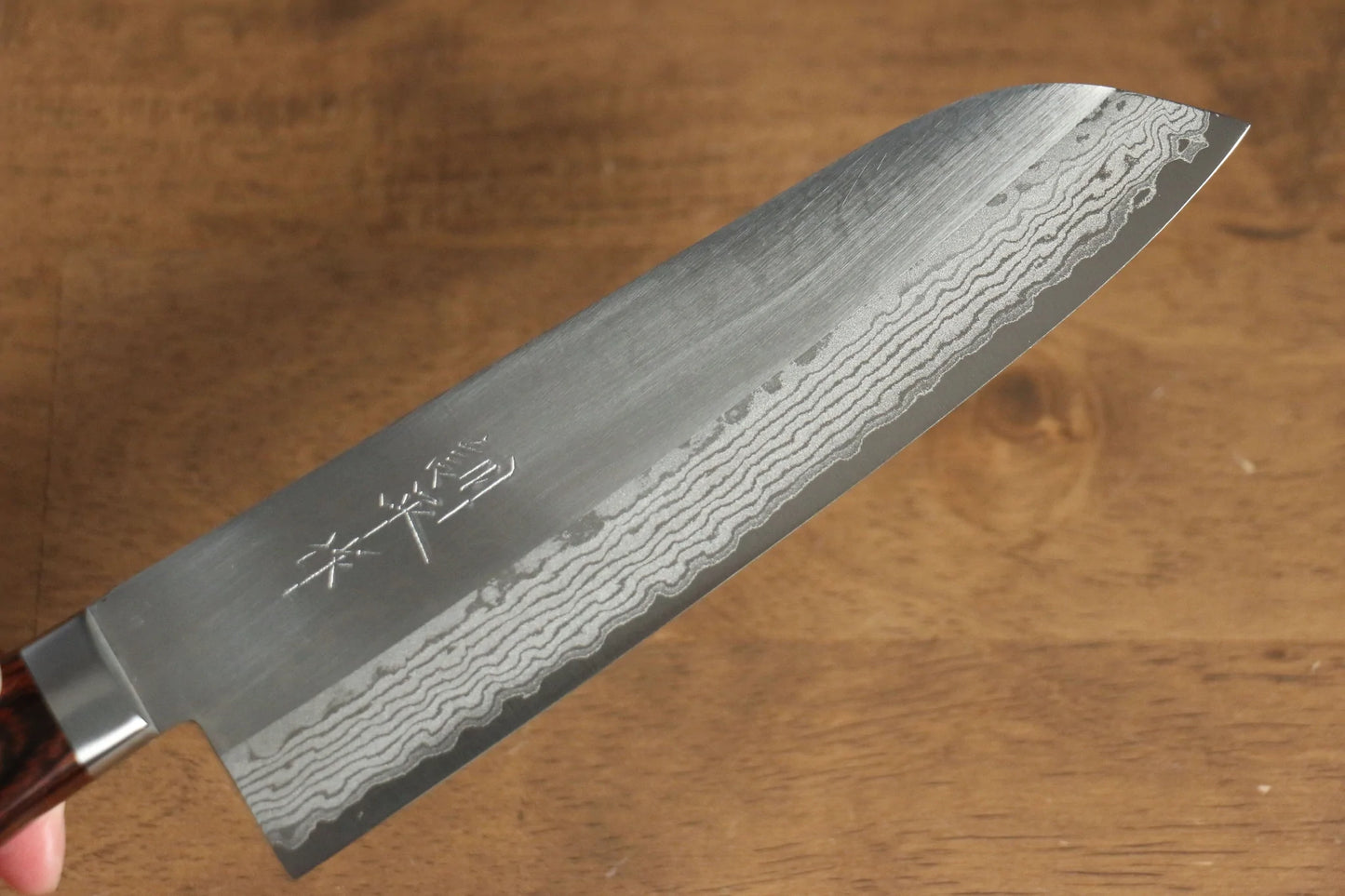 Thương hiệu Kunihira Thái Lưu Sairyu VG10 Đánh bóng Thép Damascus Dao đa năng Santoku dao Nhật 170mm gỗ cây GụChuôi dao