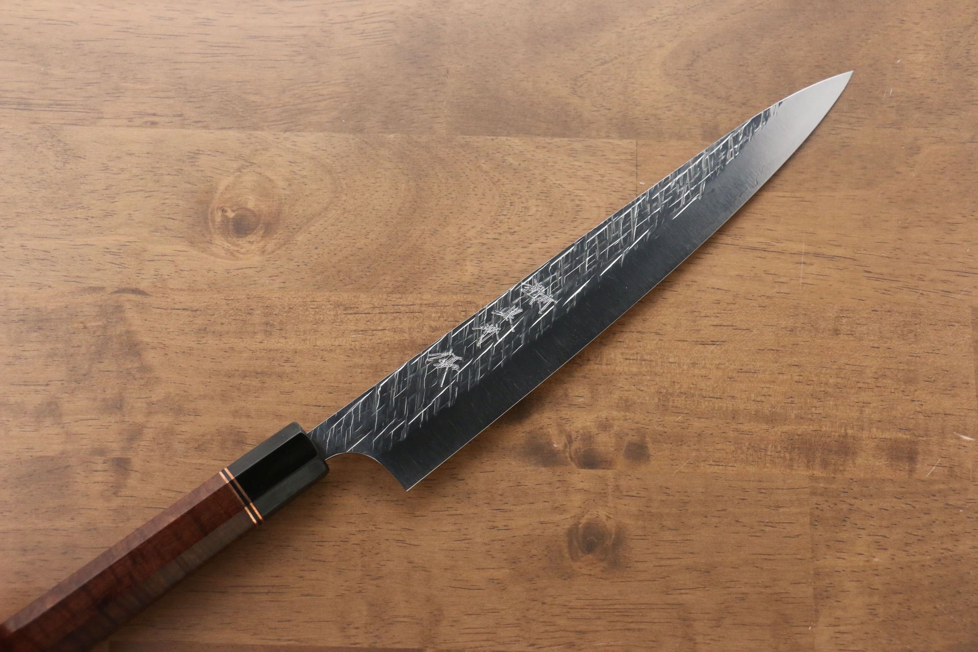 Yu Kurosaki Raijin Cobalt Special Steel Hammered Sujihiki Japanese Knife 240mm Special handle 1 Handle - Japanny - Best Japanese Knife