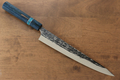 Yu Kurosaki Raijin Cobalt Special Steel Hammered Sujihiki Japanese Knife 240mm Special handle 3 Handle - Japanny - Best Japanese Knife