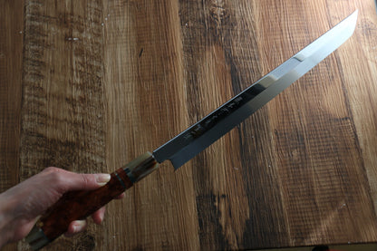 Sakai Takayuki Honyaki White Steel Mirrored Sakimaru Takohiki Japanese Chef Knife 330mm with Matsukawa Saya - Japanny - Best Japanese Knife