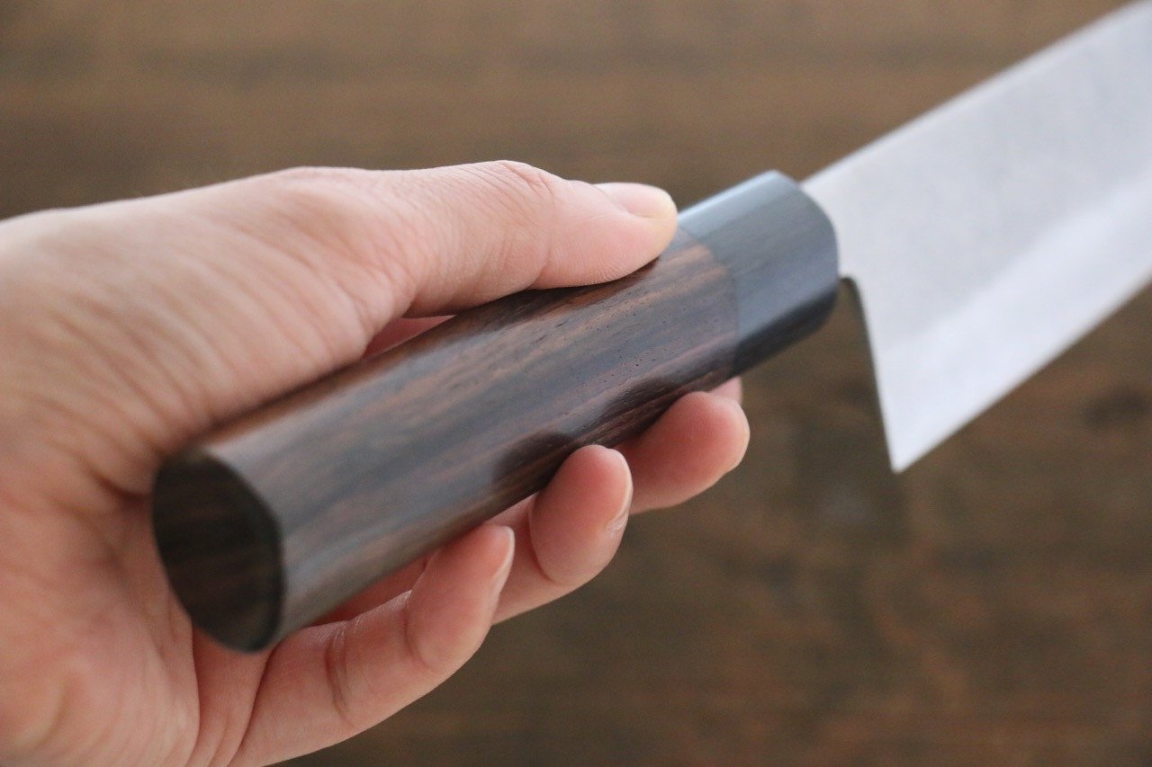 Thương hiệu Yoshimi Kato Thép siêu xanh Kỹ nghệ truyền thống Nhật Nashiji Dao đa năng Santoku dao Nhật 165mm gỗ Đàn HươngChuôi dao
