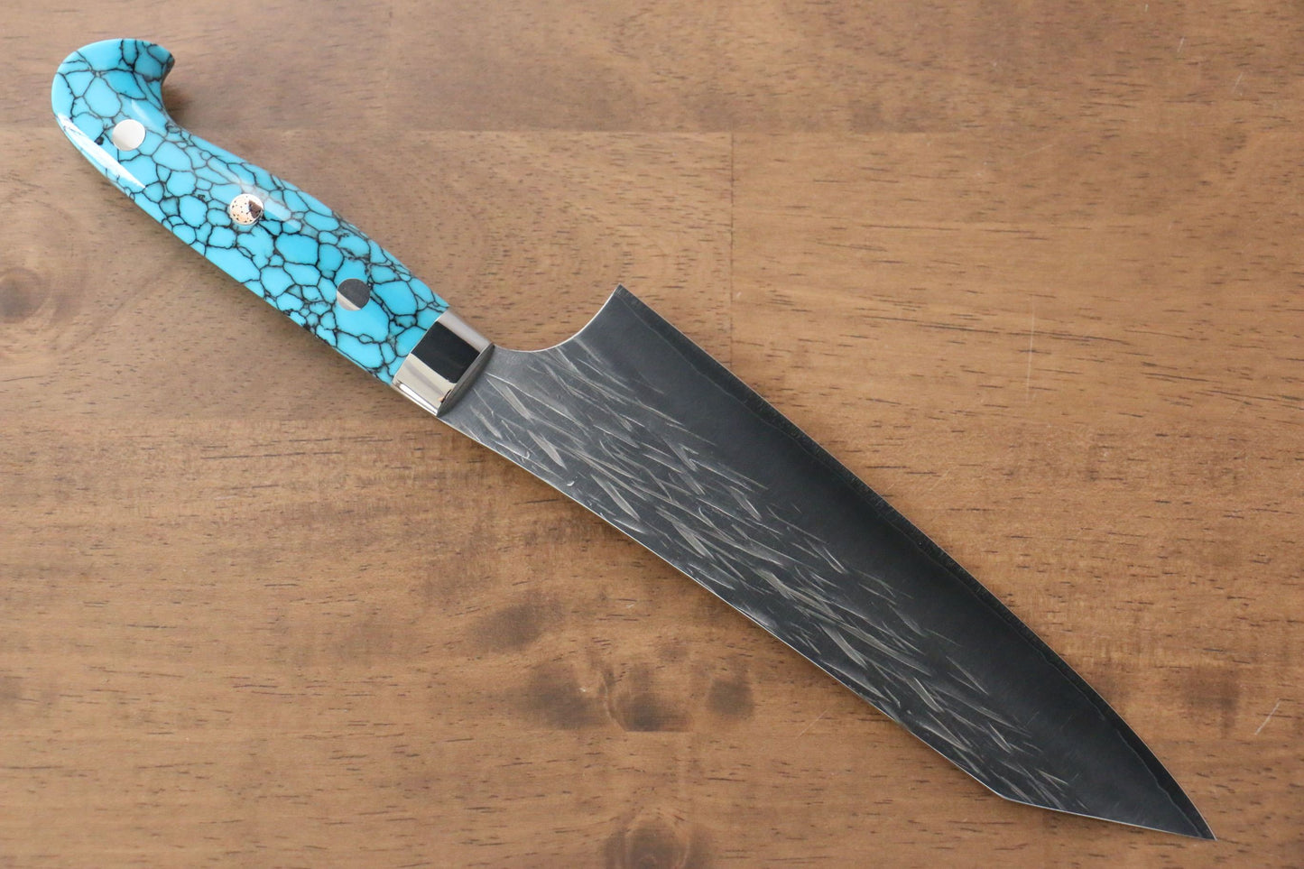 Yu Kurosaki Juhyo SPG2 Hammered Santoku Japanese Knife 165mm Turquoise Handle - Japanny - Best Japanese Knife