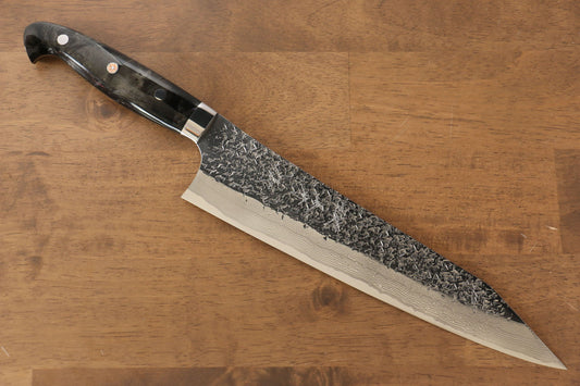 Yu Kurosaki Shizuku R2/SG2 Hammered Gyuto Japanese Knife 240mm Black Acrylic Handle - Japanny - Best Japanese Knife