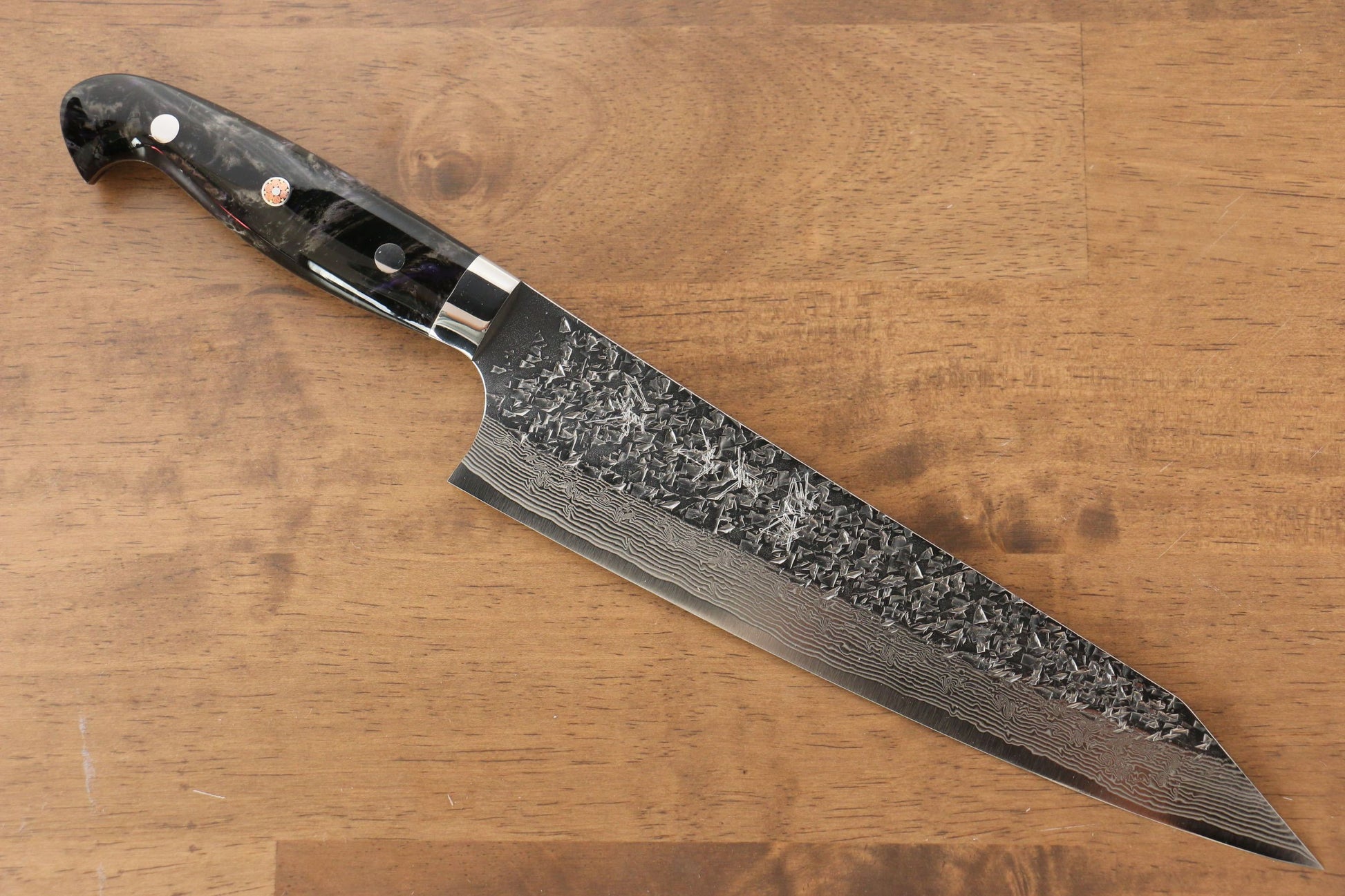 Yu Kurosaki Shizuku R2/SG2 Hammered Gyuto Japanese Knife 210mm Black Acrylic Handle - Japanny - Best Japanese Knife