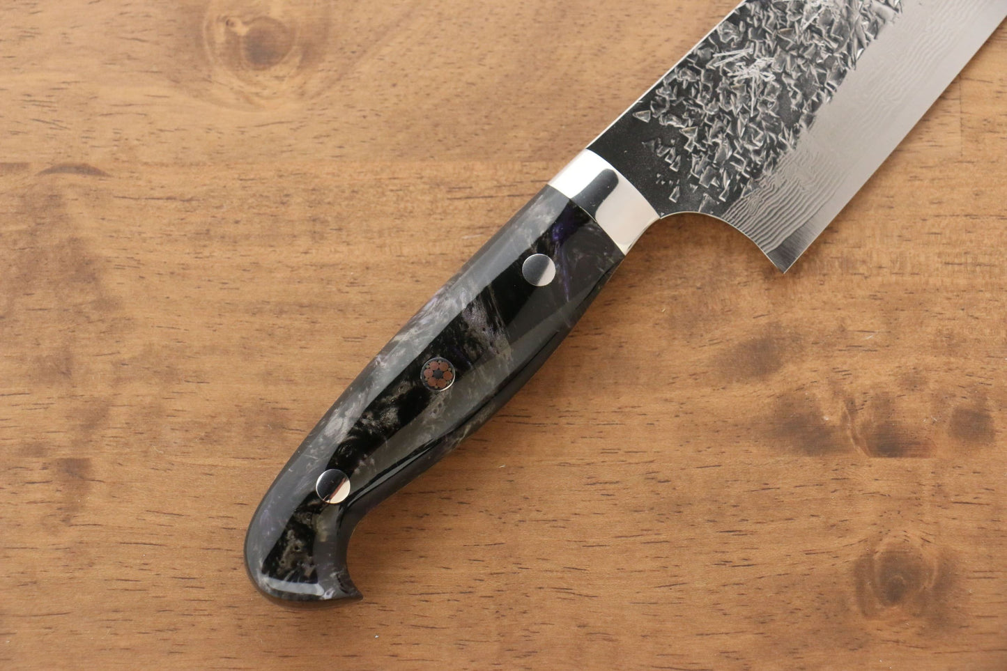 Yu Kurosaki Shizuku R2/SG2 Hammered Gyuto Japanese Knife 210mm Black Acrylic Handle - Japanny - Best Japanese Knife