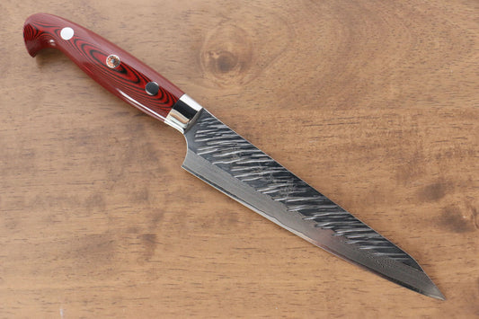 Yu Kurosaki Fujin SPG2 Hammered Petty-Utility Japanese Knife 150mm Red Micarta Handle - Japanny - Best Japanese Knife
