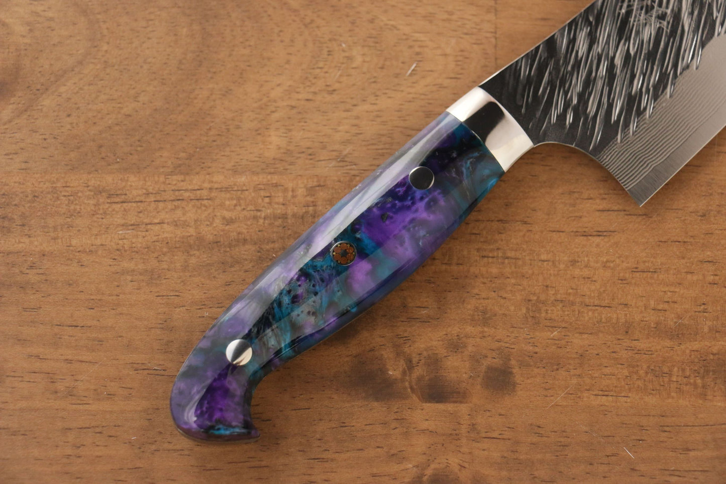 Yu Kurosaki Fujin SPG2 Hammered Gyuto Japanese Knife 240mm Blue purple Acrylic Handle - Japanny - Best Japanese Knife