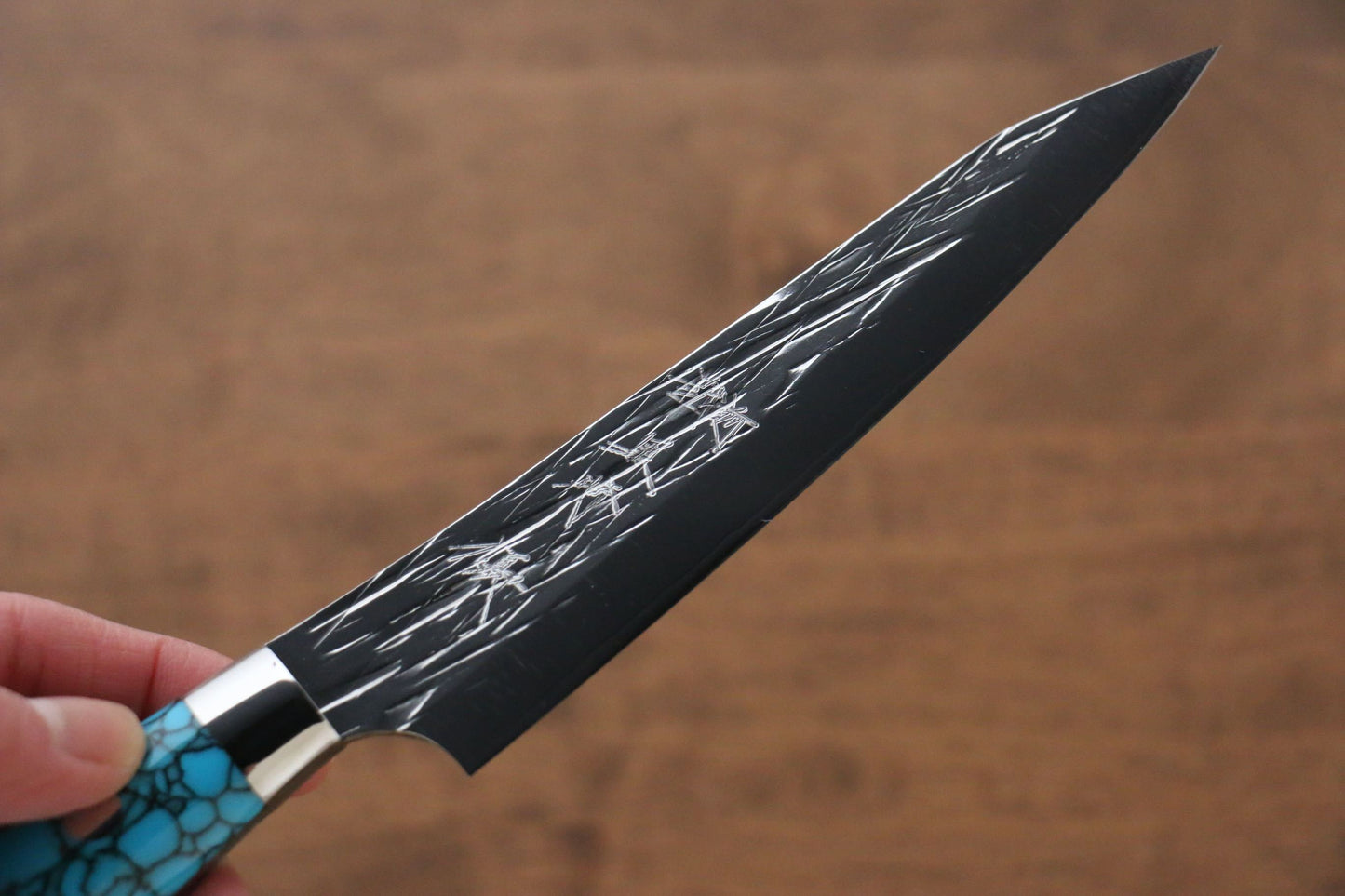 Yu Kurosaki Juhyo SPG2 Hammered Petty-Utility Japanese Knife 150mm Turquoise Handle - Japanny - Best Japanese Knife