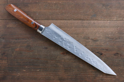 Takeshi Saji SRS13 Hammered Damascus Kiritsuke Japanese Chef Knife 240mm (Slender) with Iron Wood handle handle - Japanny - Best Japanese Knife