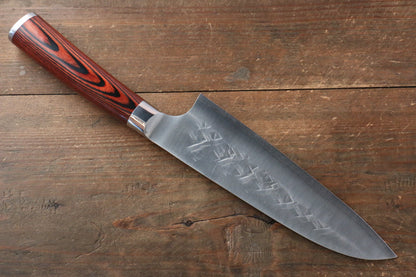 Takeshi Saji SRS13 Hammered Santoku Japanese Knife 180mm with Red Pakka wood Handle - Japanny - Best Japanese Knife